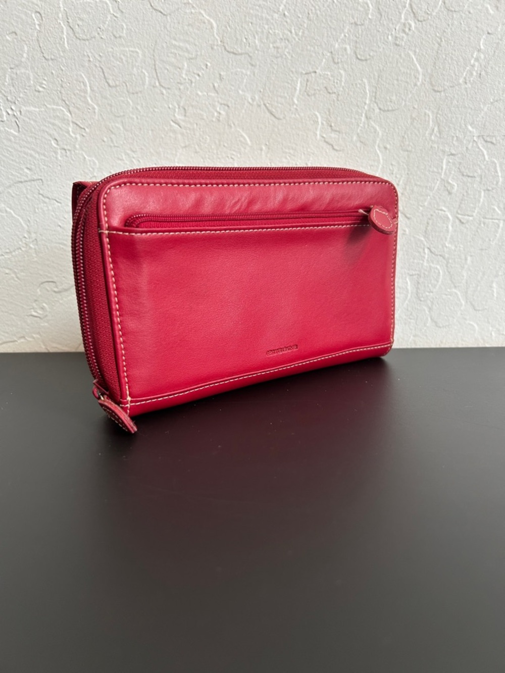 Genuine Leather Classic Red Women's Clutch Wallet with Card Organizer - Picture 7 of 8